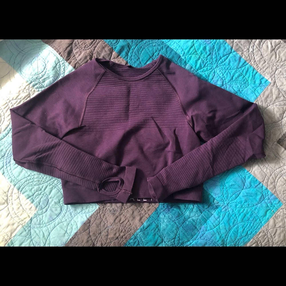 Alphalete Purple Noir Revival Long Sleeve Crop Top